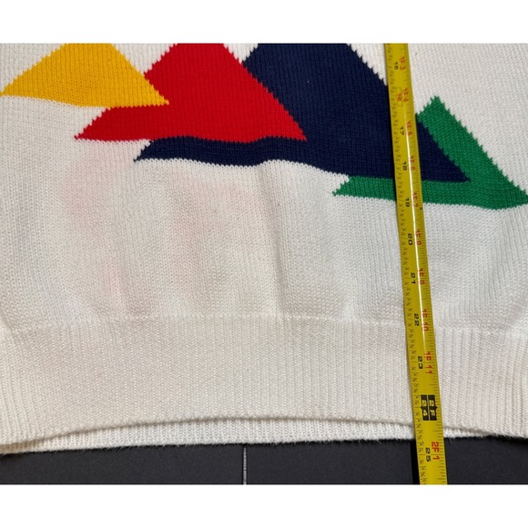 Vtg 90s Lord & Taylor Sweater Vest Women's Medium Geometric Color Block Preppy - Picture 9 of 11
